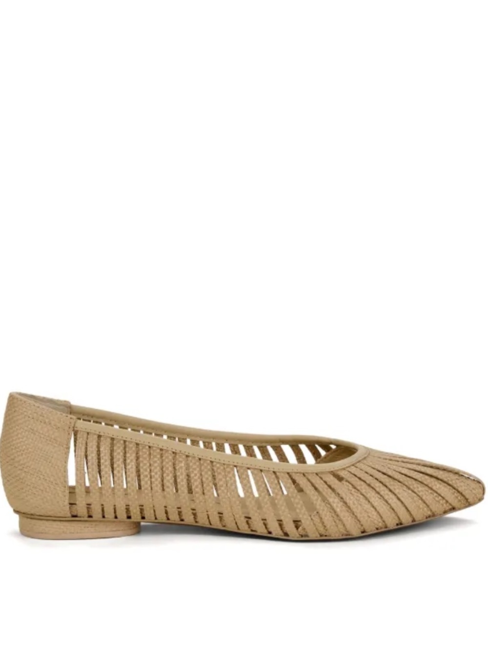cult gaia Tan Laser-Cut Pointed Ballet Flats